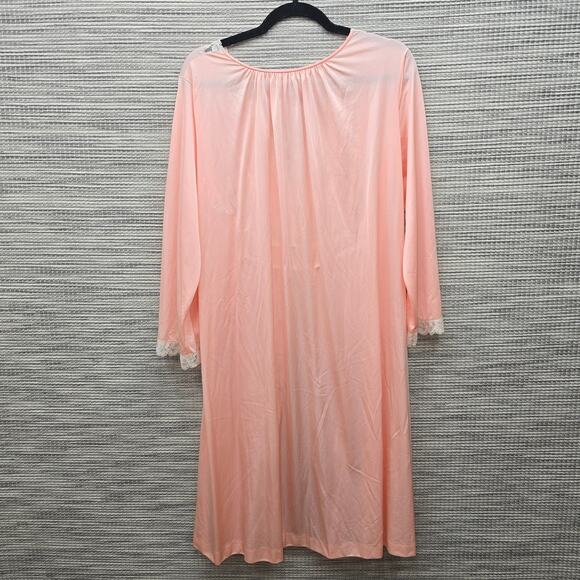 VTG Komar Baby Doll Nightgown Robe Peach Ivory Lace Long Sleeve Coquette Sexy - Picture 4 of 11